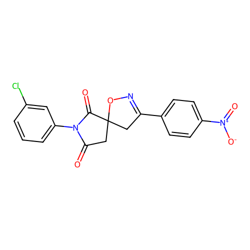 7-(3-chlorophenyl)-3-(4-nitrophenyl)-1-oxa-2,7-diazaspiro[4.4]non-2-ene-6,8-dione structure