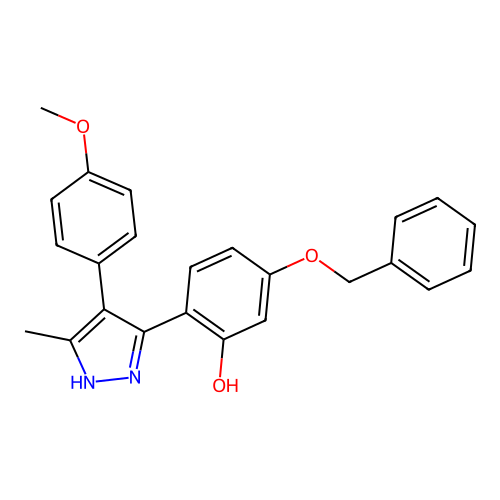 5-(benzyloxy)-2-[4-(4-methoxyphenyl)-5-methyl-1H-pyrazol-3-yl]phenol structure