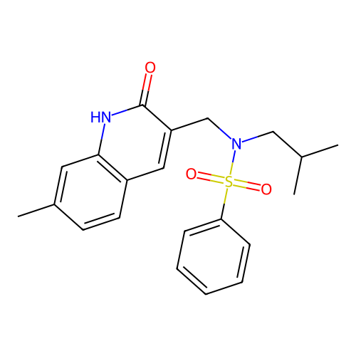 N-((2-hydroxy-7-methylquinolin-3-yl)methyl)-N-isobutylbenzenesulfonamide structure