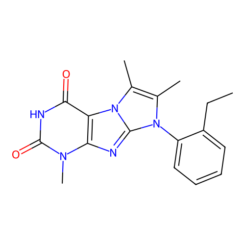 8-(2-ethylphenyl)-1,6,7-trimethyl-1H-imidazo[2,1-f]purine-2,4(3H,8H)-dione structure