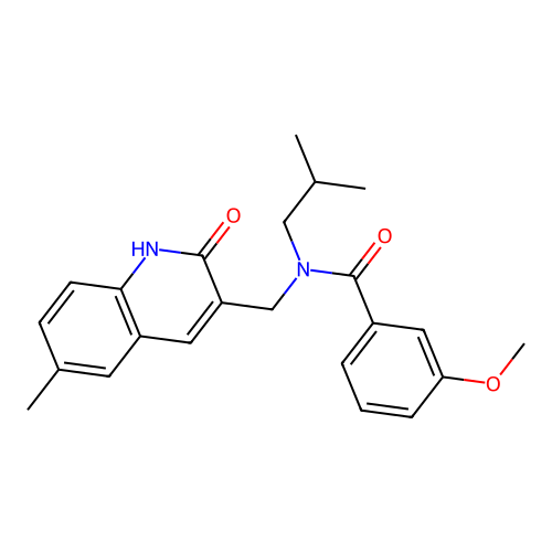 N-((2-hydroxy-6-methylquinolin-3-yl)methyl)-N-isobutyl-3-methoxybenzamide structure