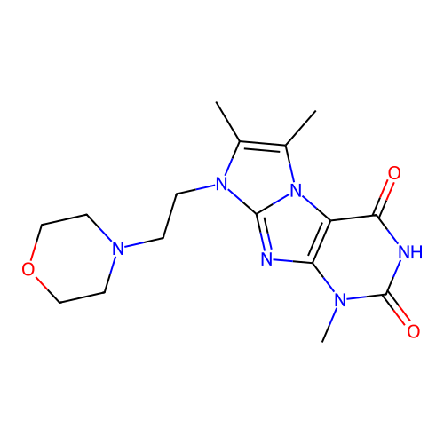 1,6,7-trimethyl-8-(2-morpholinoethyl)-1H-imidazo[2,1-f]purine-2,4(3H,8H)-dione structure