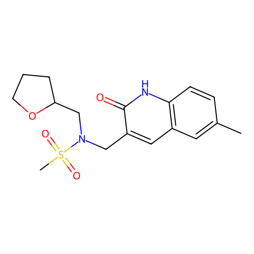 N-[(6-methyl-2-oxo-1H-quinolin-3-yl)methyl]-N-(oxolan-2-ylmethyl)methanesulfonamide structure