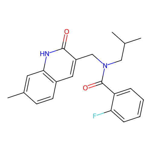 2-fluoro-N-((2-hydroxy-7-methylquinolin-3-yl)methyl)-N-isobutylbenzamide structure