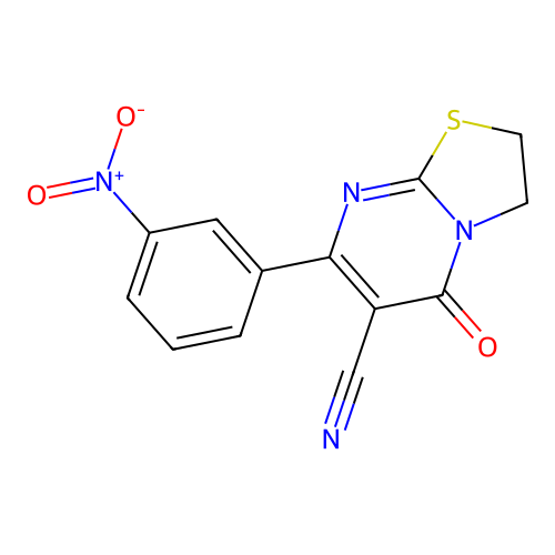 7-(3-nitrophenyl)-5-oxo-2,3-dihydro-5H-[1,3]thiazolo[3,2-a]pyrimidine-6-carbonitrile structure