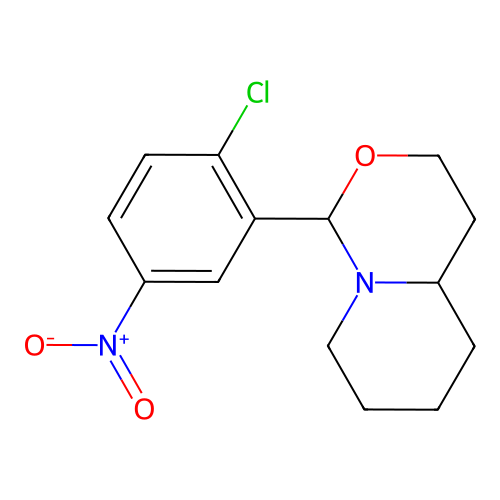 1-(2-chloro-5-nitrophenyl)hexahydro-3H-pyrido[1,2-c][1,3]oxazine structure
