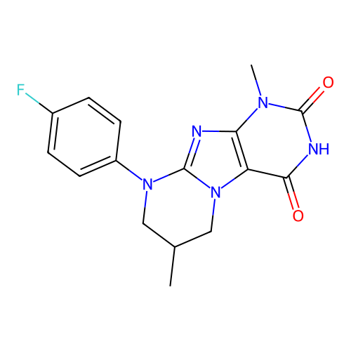 9-(4-fluorophenyl)-1,7-dimethyl-7,8-dihydro-6H-purino[7,8-a]pyrimidine-2,4-dione structure