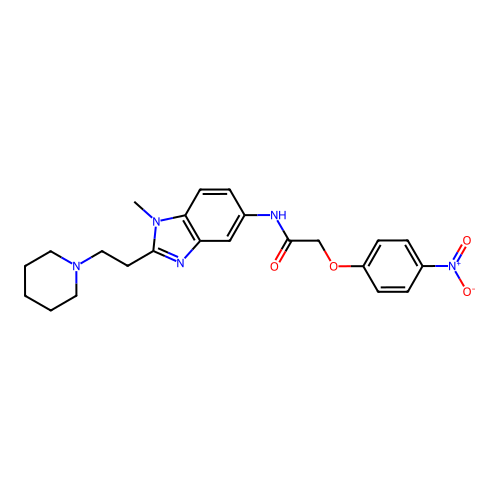 N-[1-methyl-2-(2-piperidin-1-ylethyl)benzimidazol-5-yl]-2-(4-nitrophenoxy)acetamide structure
