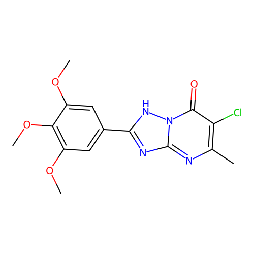 6-chloro-5-methyl-2-(3,4,5-trimethoxyphenyl)-[1,2,4]triazolo[1,5-a]pyrimidin-7(4H)-one structure