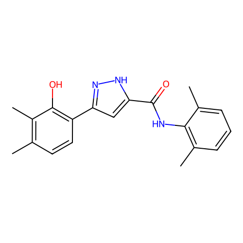 N-(2,6-dimethylphenyl)-5-(2-hydroxy-3,4-dimethylphenyl)-1H-pyrazole-3-carboxamide structure