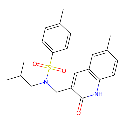 N-((2-hydroxy-6-methylquinolin-3-yl)methyl)-N-isobutyl-4-methylbenzenesulfonamide structure