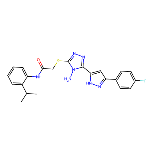 C22H22FN7OS structure