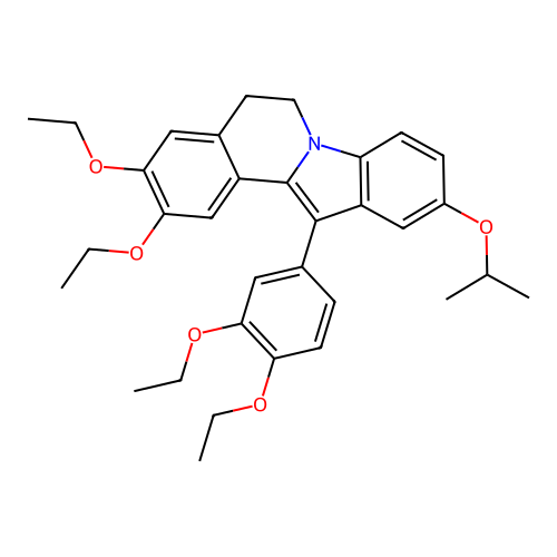 12-(3,4-diethoxyphenyl)-2,3-diethoxy-10-isopropoxy-5,6-dihydroindolo[2,1-a]isoquinoline structure