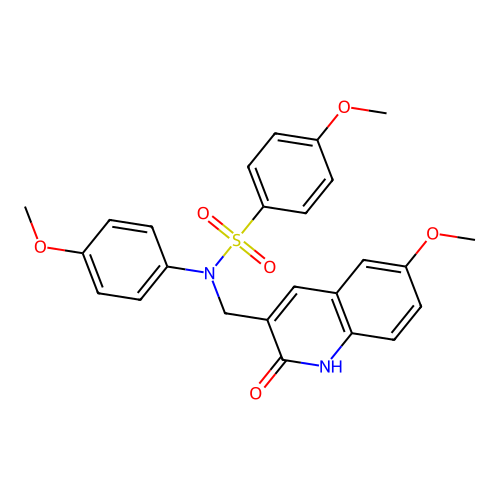 4-methoxy-N-[(6-methoxy-2-oxo-1H-quinolin-3-yl)methyl]-N-(4-methoxyphenyl)benzenesulfonamide structure