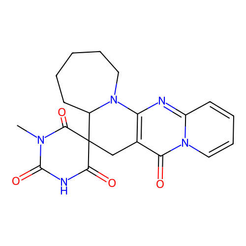 1'-methyl-1,2,3,4,5,5a-hexahydro-1'H-spiro[pyrido[1'',2'':1',2']pyrimido[5',4':5,6]pyrido[1,2-a]azepine-6,5'-pyrimidine]-2',4',6',8(3'H,7H)-tetraone structure
