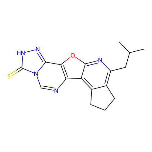 10-(2-methylpropyl)-2,7,8,9-tetrahydro-3H-cyclopenta[4',5']pyrido[3',2':4,5]furo[2,3-e][1,2,4]triazolo[4,3-c]pyrimidine-3-thione structure