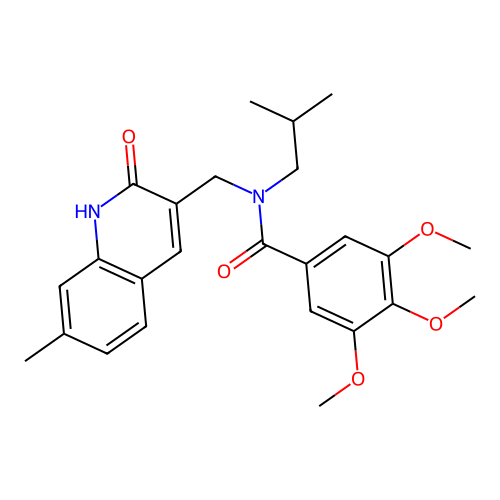 3,4,5-trimethoxy-N-[(7-methyl-2-oxo-1H-quinolin-3-yl)methyl]-N-(2-methylpropyl)benzamide structure