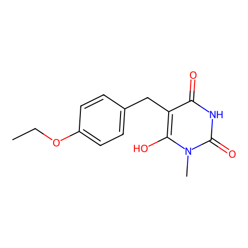 5-(4-ethoxybenzyl)-4,6-dihydroxy-1-methylpyrimidin-2(1H)-one structure