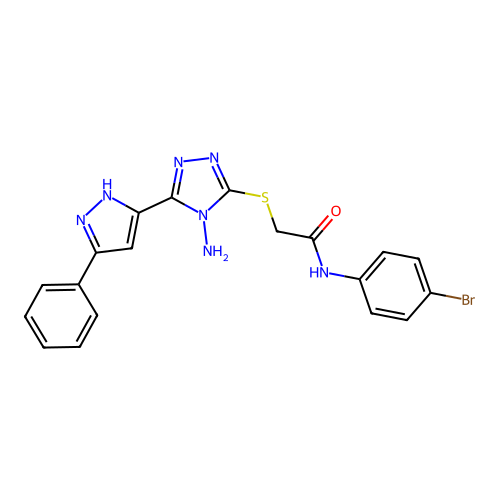 2-[4-amino-5-(3-phenylpyrazol-5-yl)(1,2,4-triazol-3-ylthio)]-N-(4-bromophenyl) acetamide structure