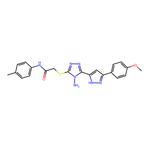 2-((4-amino-5-(3-(4-methoxyphenyl)-1H-pyrazol-5-yl)-4H-1,2,4-triazol-3-yl)thio)-N-(p-tolyl)acetamide structure