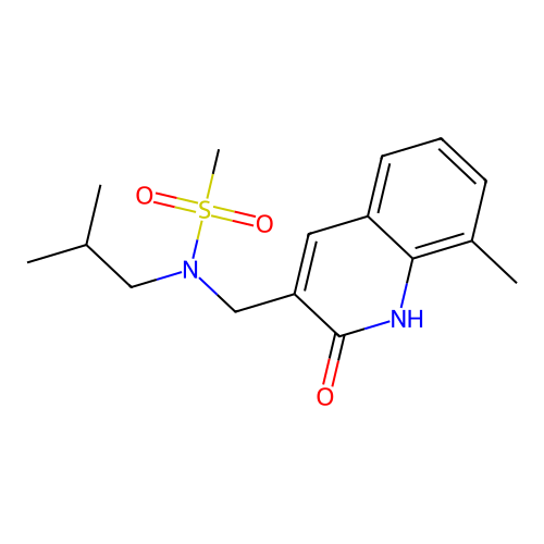 N-[(8-methyl-2-oxo-1H-quinolin-3-yl)methyl]-N-(2-methylpropyl)methanesulfonamide structure