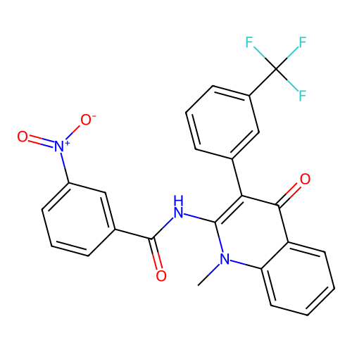 N-[1-methyl-4-oxo-3-[3-(trifluoromethyl)phenyl]quinolin-2-yl]-3-nitro-benzamide structure