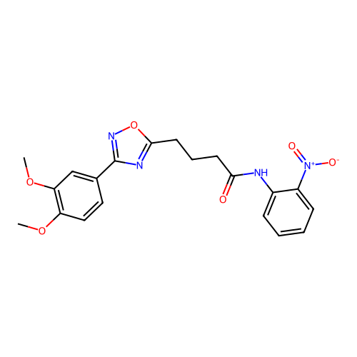 4-[3-(3,4-dimethoxyphenyl)-1,2,4-oxadiazol-5-yl]-N-(2-nitrophenyl)butanamide structure