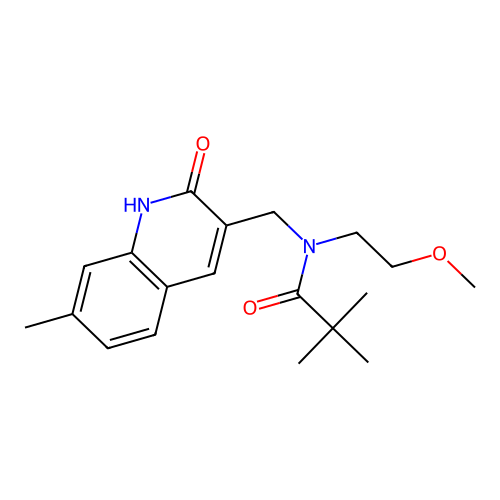 N-((2-hydroxy-7-methylquinolin-3-yl)methyl)-N-(2-methoxyethyl)pivalamide structure
