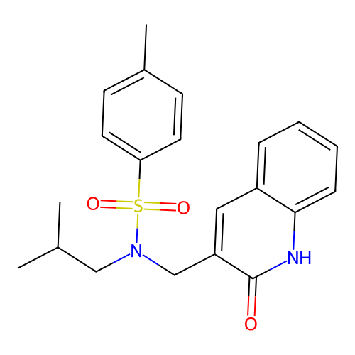 4-methyl-N-(2-methylpropyl)-N-[(2-oxo-1H-quinolin-3-yl)methyl]benzenesulfonamide structure