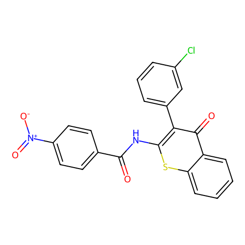 N-(3-(3-chlorophenyl)-4-oxo-4H-thiochromen-2-yl)-4-nitrobenzamide structure