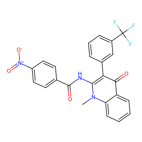 N-[1-methyl-4-oxo-3-[3-(trifluoromethyl)phenyl]quinolin-2-yl]-4-nitro-benzamide structure