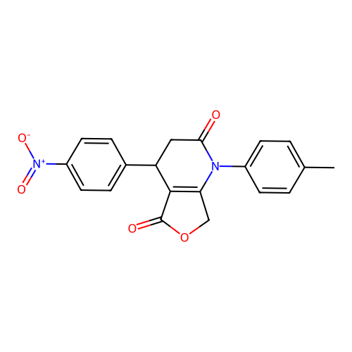 1-(4-methylphenyl)-4-(4-nitrophenyl)-4,7-dihydro-3H-furo[3,4-b]pyridine-2,5-dione structure