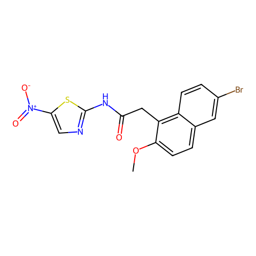 2-(6-bromo-2-methoxynaphthalen-1-yl)-N-(5-nitro-1,3-thiazol-2-yl)acetamide structure