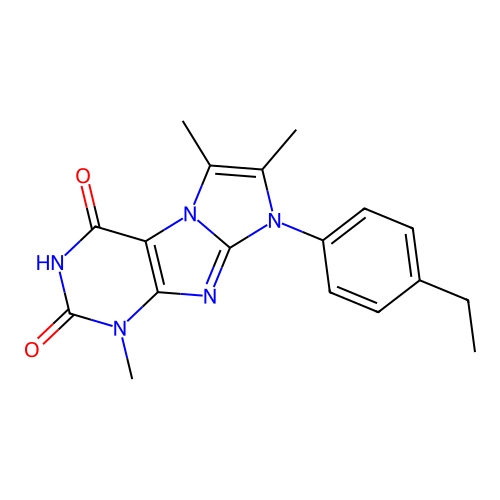 8-(4-ethylphenyl)-1,6,7-trimethyl-1H-imidazo[2,1-f]purine-2,4(3H,8H)-dione structure