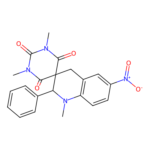 1,1',3-trimethyl-6'-nitro-2'-phenyl-1',4'-dihydro-2H,2'H-spiro[pyrimidine-5,3'-quinoline]-2,4,6(1H,3H)-trione structure