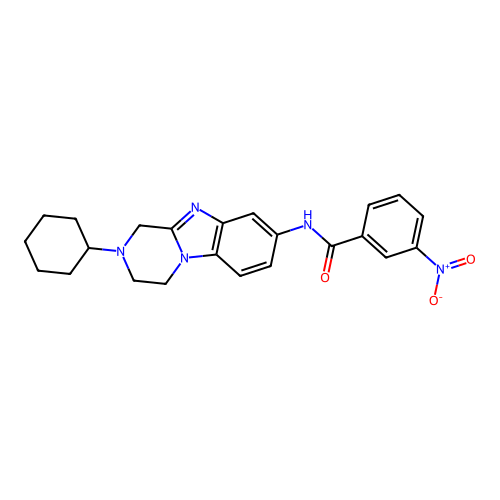N-(2-cyclohexyl-1,2,3,4-tetrahydrobenzo[4,5]imidazo[1,2-a]pyrazin-8-yl)-3-nitrobenzamide structure