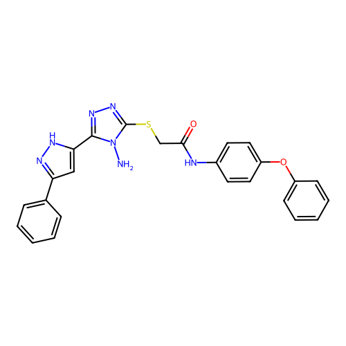 2-((4-amino-5-(3-phenyl-1H-pyrazol-5-yl)-4H-1,2,4-triazol-3-yl)thio)-N-(4-phenoxyphenyl)acetamide structure