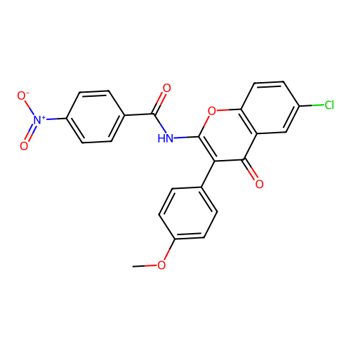 N-(6-chloro-3-(4-methoxyphenyl)-4-oxo-4H-chromen-2-yl)-4-nitrobenzamide structure