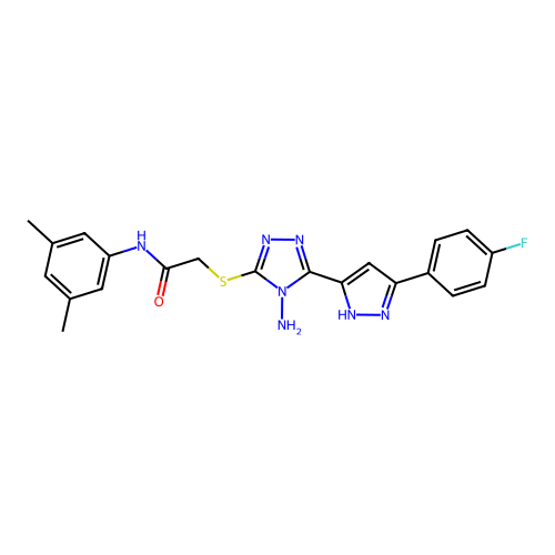 2-((4-amino-5-(3-(4-fluorophenyl)-1H-pyrazol-5-yl)-4H-1,2,4-triazol-3-yl)thio)-N-(3,5-dimethylphenyl)acetamide structure