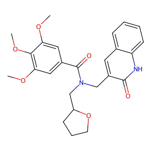 3,4,5-trimethoxy-N-(oxolan-2-ylmethyl)-N-[(2-oxo-1H-quinolin-3-yl)methyl]benzamide structure