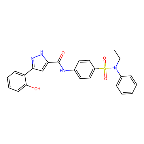 N-{4-[ethyl(phenyl)sulfamoyl]phenyl}-5-(2-hydroxyphenyl)-1H-pyrazole-3-carboxamide structure
