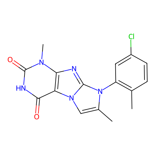 6-(5-chloro-2-methylphenyl)-4,7-dimethylpurino[7,8-a]imidazole-1,3-dione structure