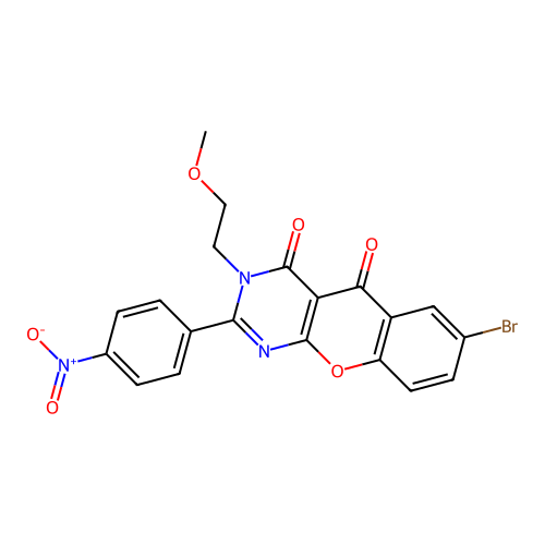 7-bromo-3-(2-methoxyethyl)-2-(4-nitrophenyl)-3H-chromeno[2,3-d]pyrimidine-4,5-dione structure