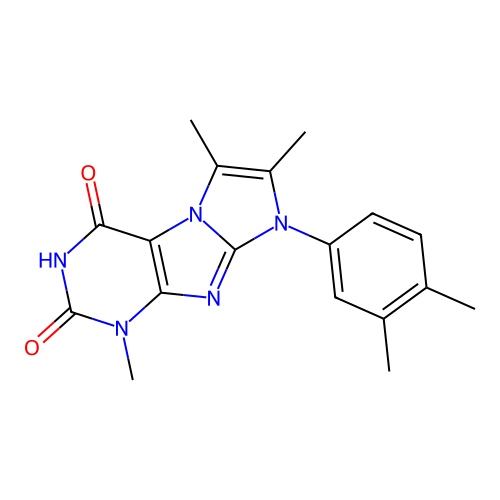 8-(3,4-dimethylphenyl)-1,6,7-trimethyl-1H-imidazo[2,1-f]purine-2,4(3H,8H)-dione structure