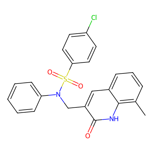 4-chloro-N-((2-hydroxy-8-methylquinolin-3-yl)methyl)-N-phenylbenzenesulfonamide structure