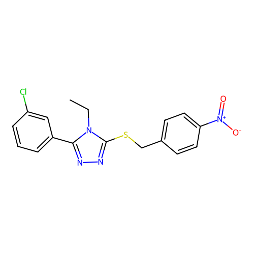 5-(3-Chlorophenyl)-4-ethyl-3-[(4-nitrophenyl)methylthio]-1,2,4-triazole structure