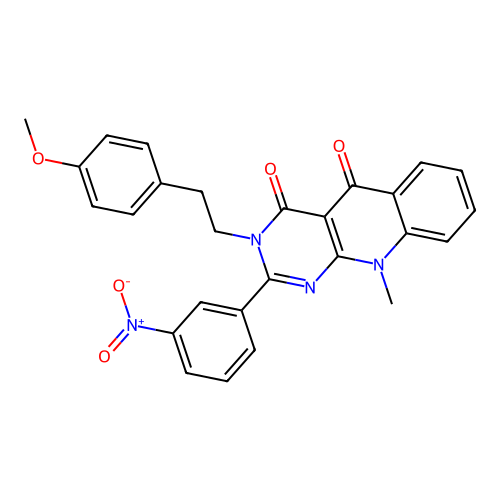 3-(4-methoxyphenethyl)-10-methyl-2-(3-nitrophenyl)pyrimido[4,5-b]quinoline-4,5(3H,10H)-dione structure