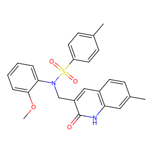 N-(2-methoxyphenyl)-4-methyl-N-[(7-methyl-2-oxo-1H-quinolin-3-yl)methyl]benzenesulfonamide structure