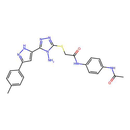 N-(4-acetamidophenyl)-2-((4-amino-5-(3-(p-tolyl)-1H-pyrazol-5-yl)-4H-1,2,4-triazol-3-yl)thio)acetamide structure