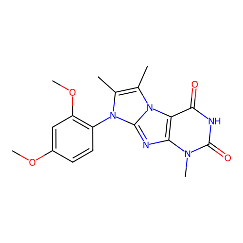 8-(2,4-dimethoxyphenyl)-1,6,7-trimethyl-1H-imidazo[2,1-f]purine-2,4(3H,8H)-dione structure